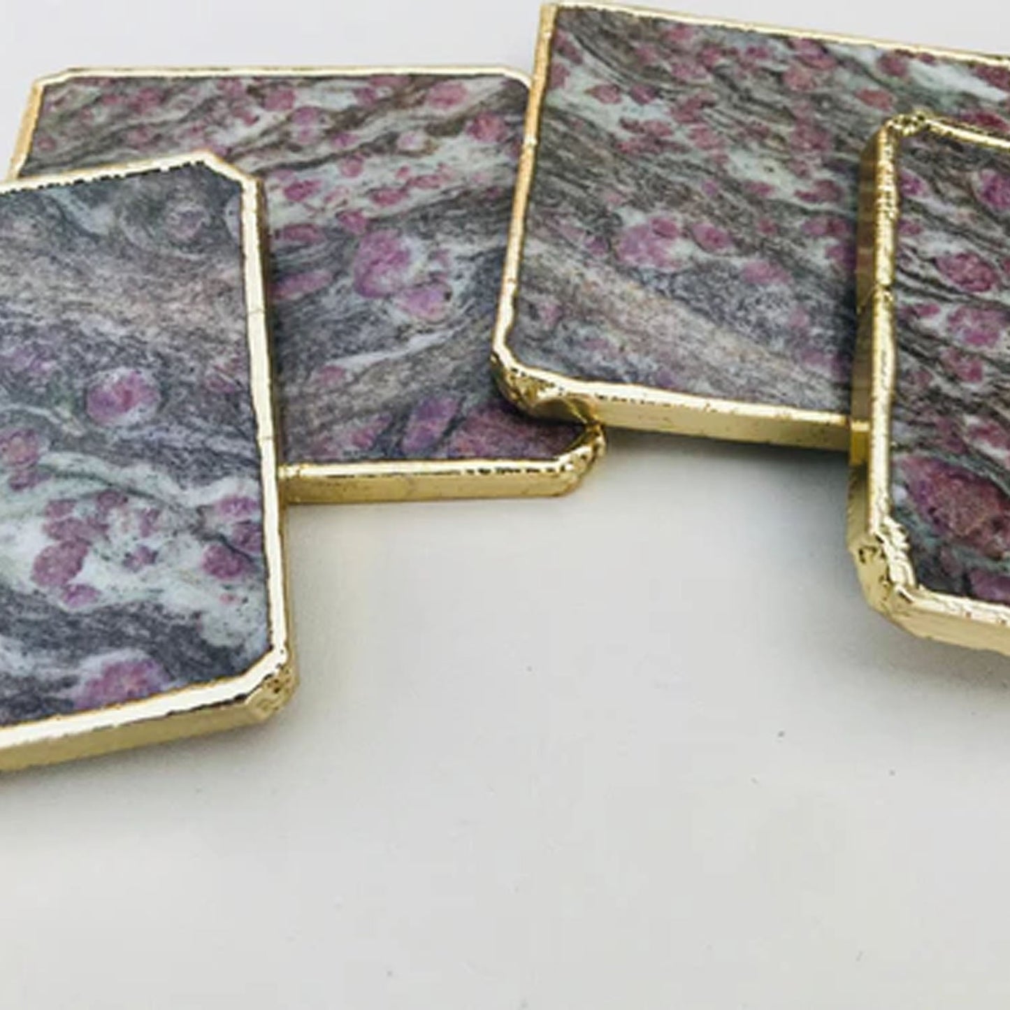 Lepidolite/Gemstone/Semi-precious stone/Agate - Set of 4 Large Coasters/Personalised Momentos-1
