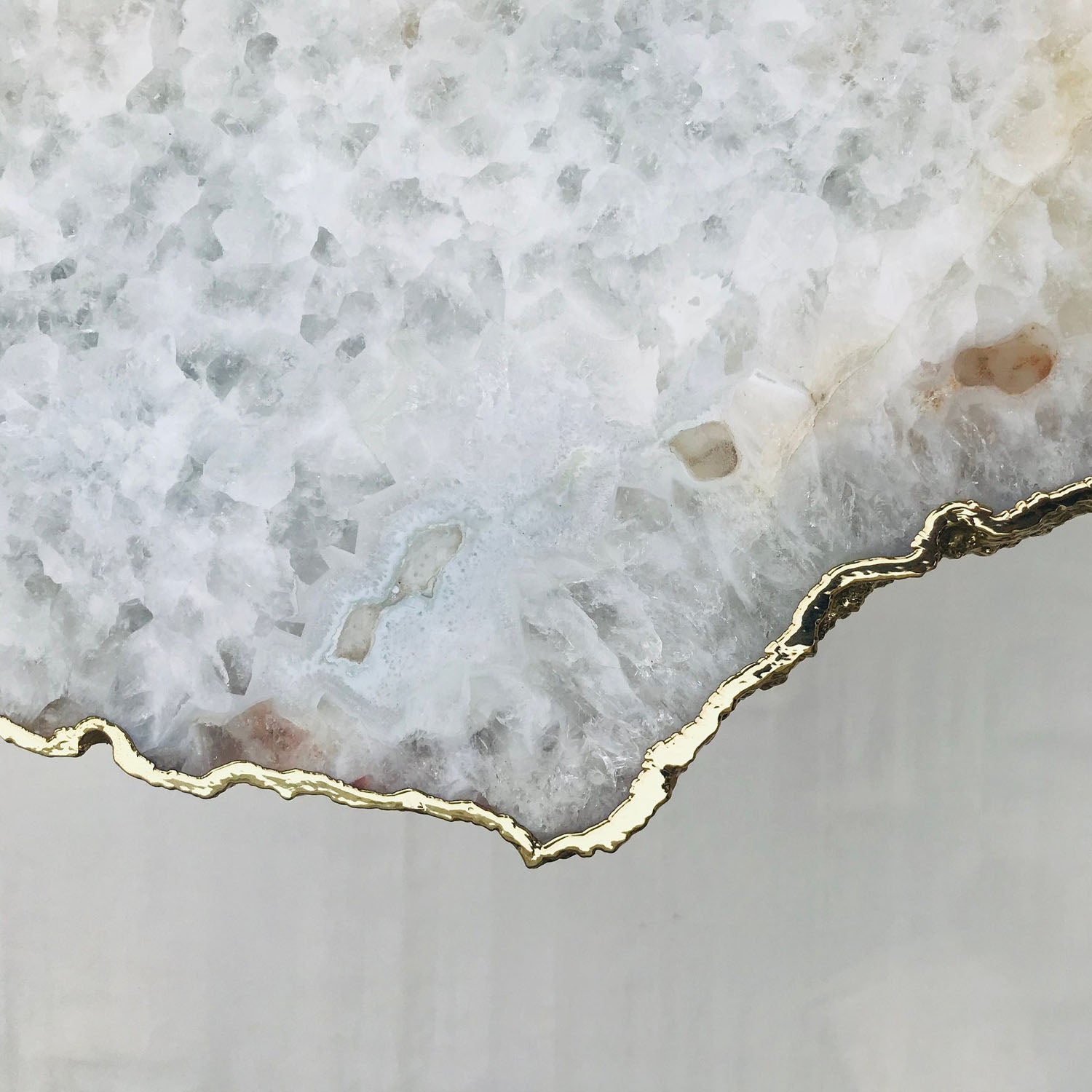 Large White Grey Agate/Single Piece/Crystal/Gemstone/Quartz Organic Edge Side/Coffee Table-2
