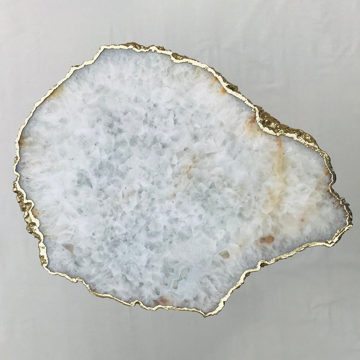 Large White Grey Agate/Single Piece/Crystal/Gemstone/Quartz Organic Edge Side/Coffee Table-3