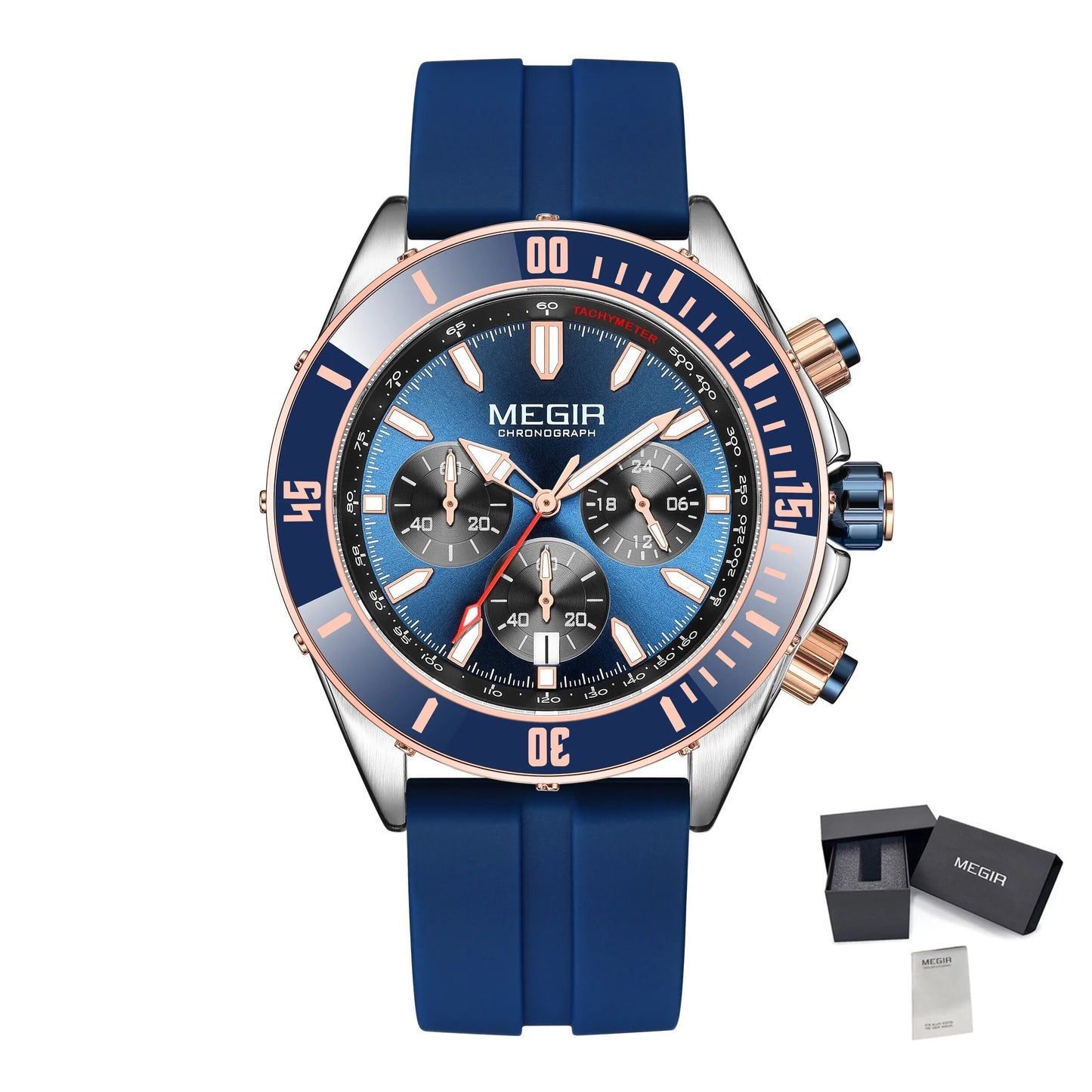 MEGIR Watch with Chronograph Men Fashion Quartz Military Waterproof Calendar Business Casual Wrist Watches Clock Montre Homme