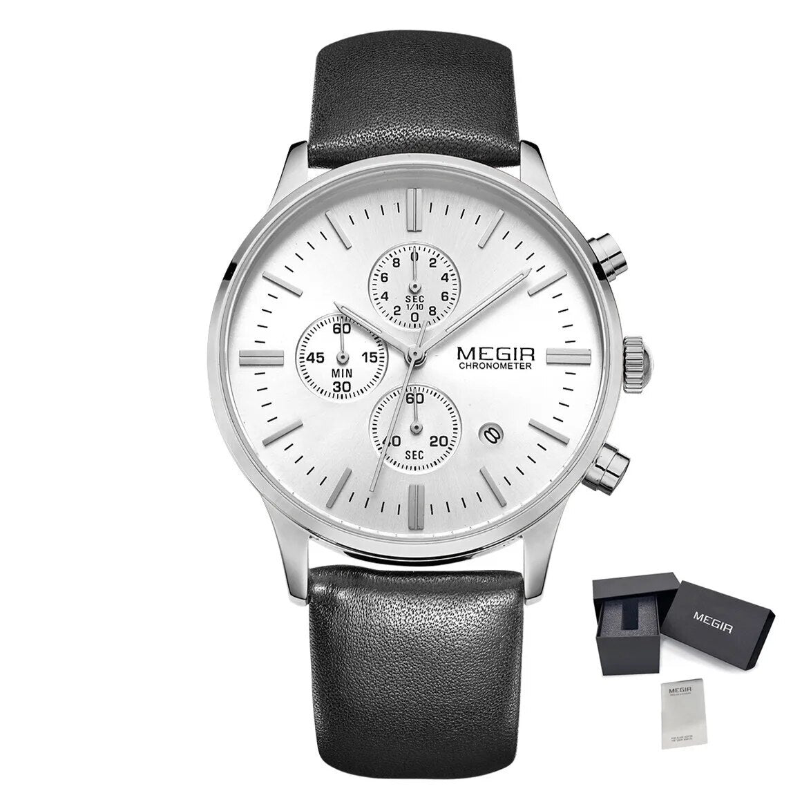 MEGIR Sport Watch for Men Luxury Waterproof Quartz Clock Leather Wristwatch Luminous Military Watches Calendar reloj hombre 2011