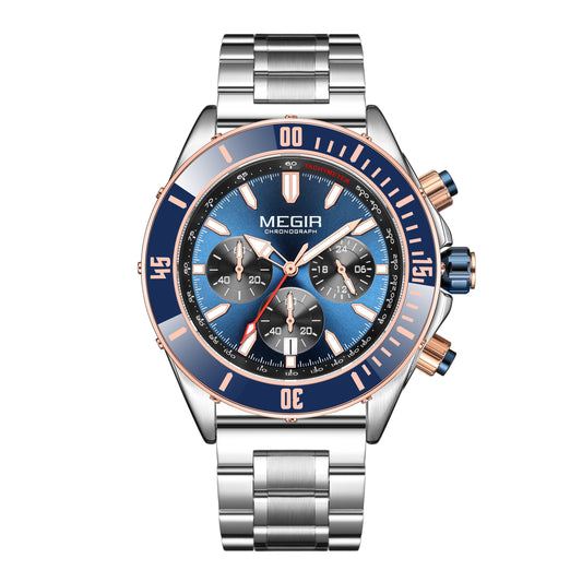 MEGIR Watch with Chronograph Men Fashion Quartz Military Waterproof Calendar Business Casual Wrist Watches Clock Montre Homme