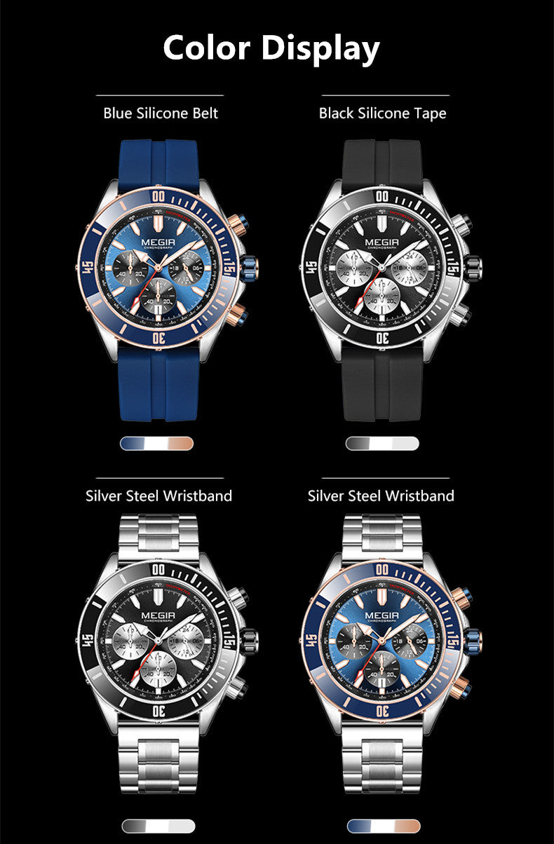 MEGIR Watch with Chronograph Men Fashion Quartz Military Waterproof Calendar Business Casual Wrist Watches Clock Montre Homme