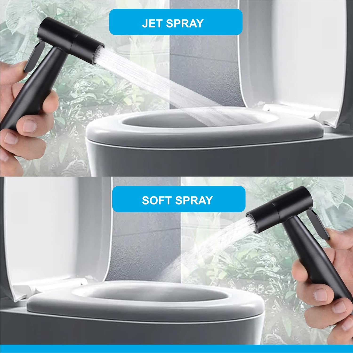 Fossa Hand Held Bidet Sprayer Premium Stainless Steel Sprayer - Health Faucet for Toilet, with 1 Mtr Spring Flexible Shower Hose Pipe,Hook (Black)-4