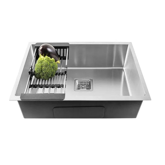 Fossa 30"x18"x10" Inch Single Bowl SS-304 Grade Stainless Steel Handmade Kitchen Sink Silver-0