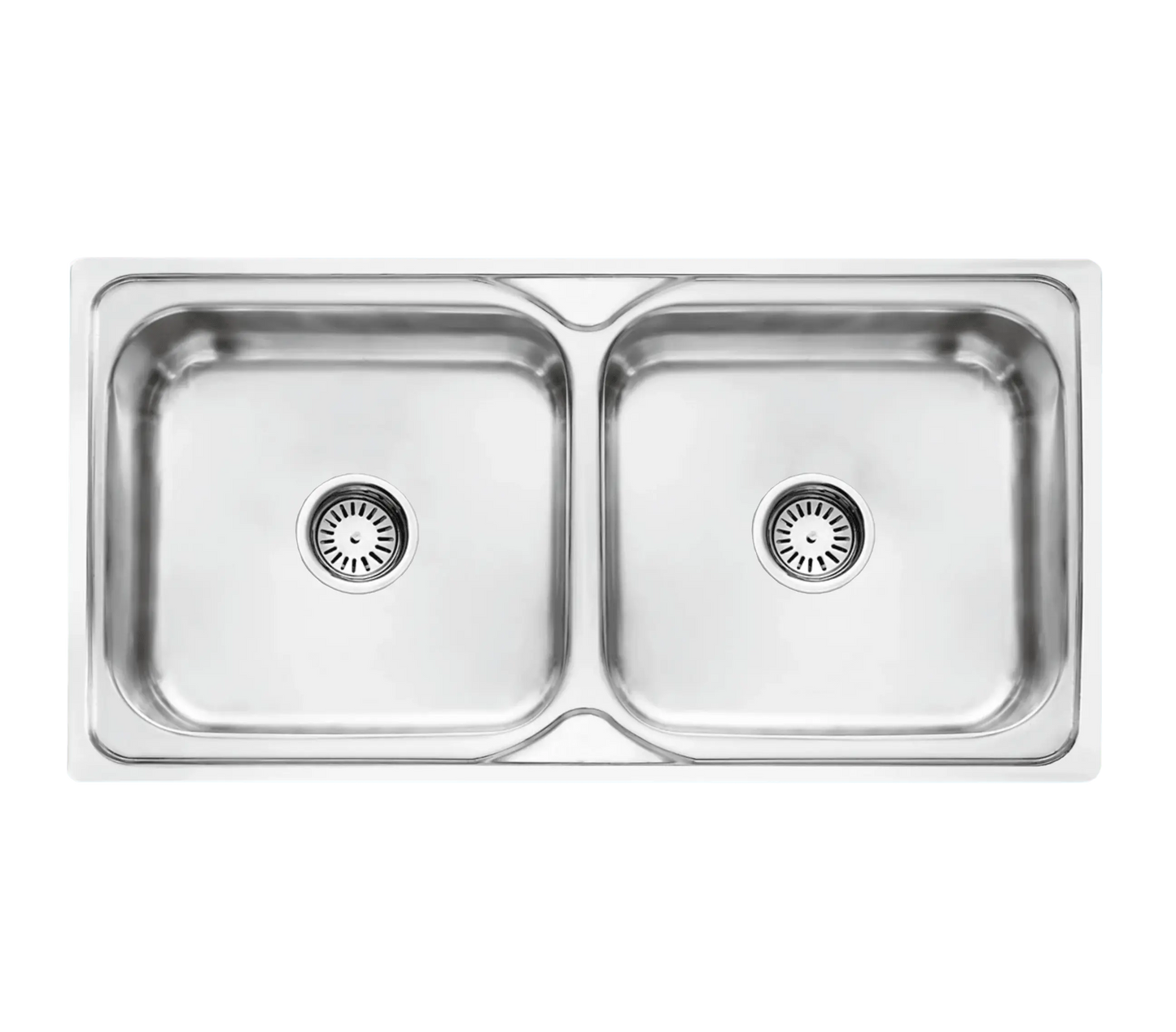 Fossa 45"x20"x08" inch Double Bowl Premium Stainless Steel Kitchen Sink With SS Square Coupling Glossy Finish-0