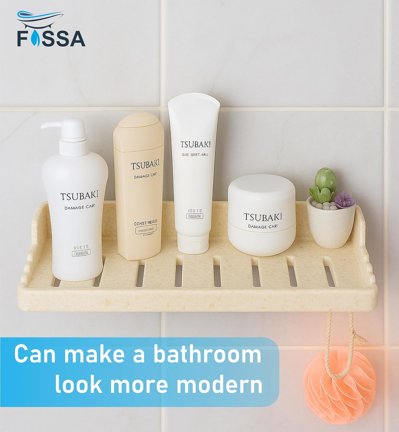 FOSSA Classic Ceramic Wall Mounted Shower Shelf Rack – Anti-Bacterial, Anti-Slip Organizer for Bathroom Storage | Stylish Multi-Soap Shower Holder | Ivory (Glossy Finish)-4