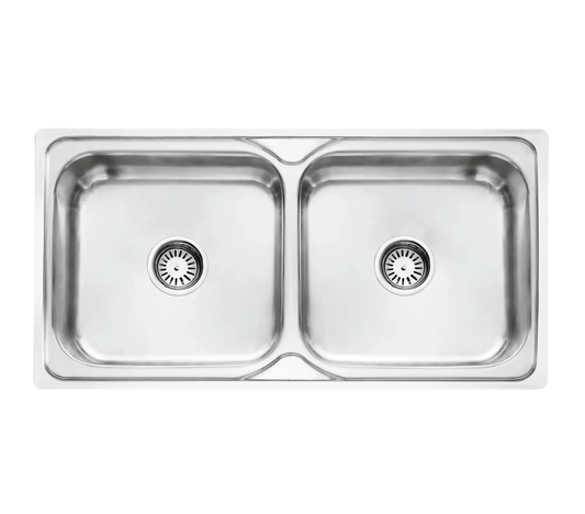 Fossa 45"x20"x08" inch Double Bowl Premium Stainless Steel Kitchen Sink With SS Square Coupling Glossy Finish-0