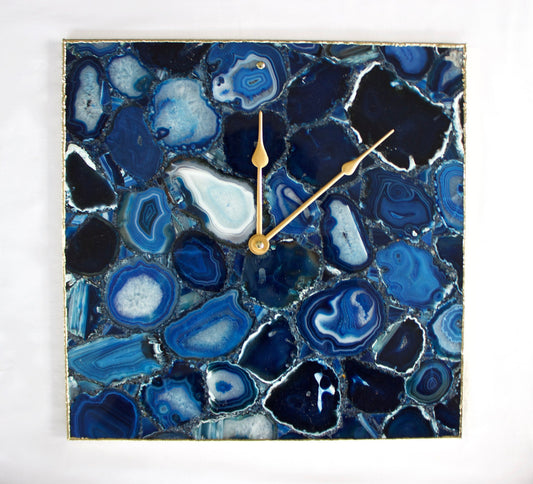 Blue Agate Wall Clock | Square-0